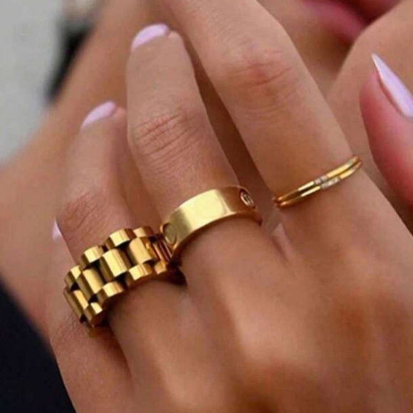 Jewelry - #1. Chunky Link Chain Stainless Steel Strap Finger Rings Jewelry